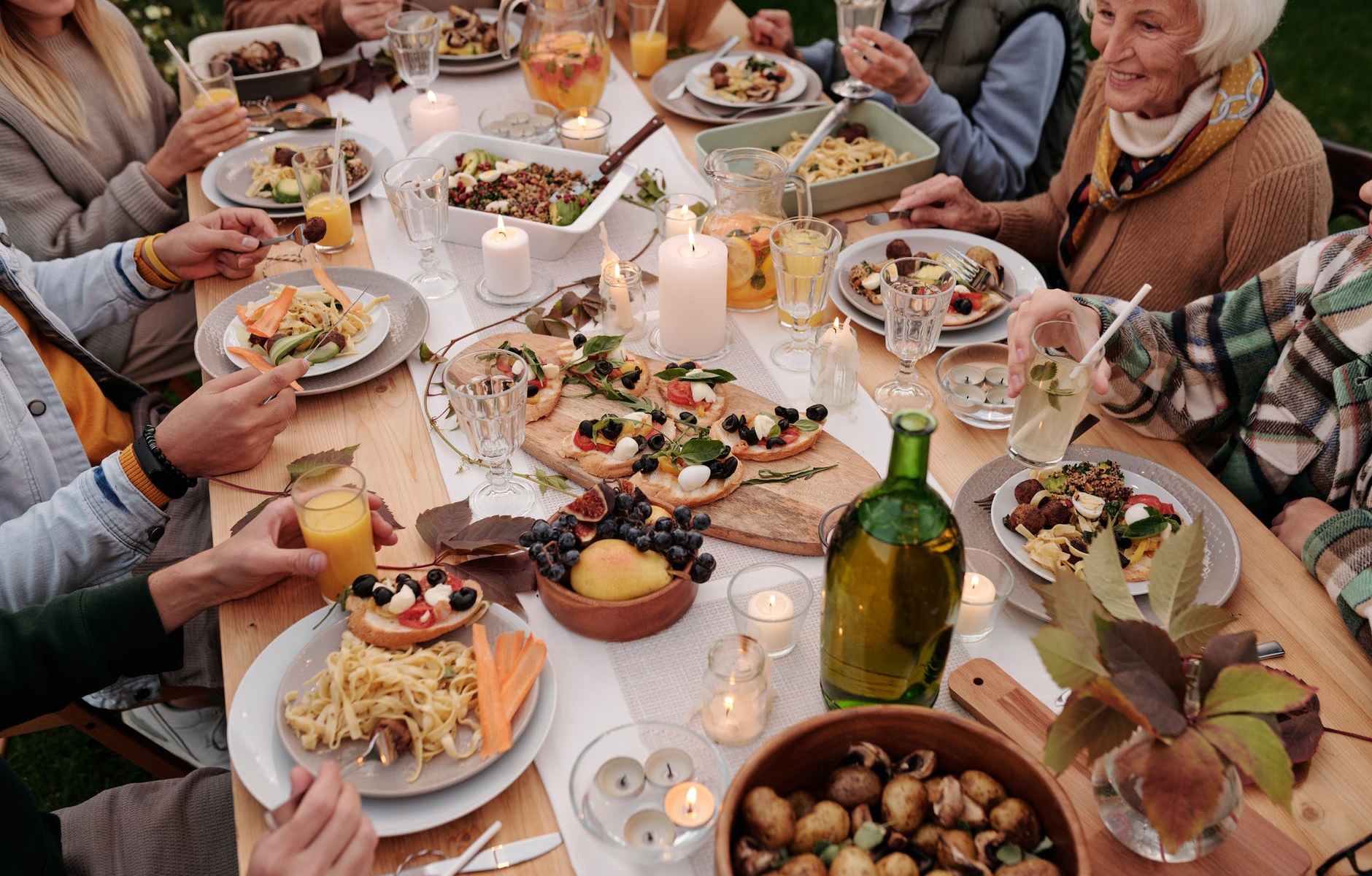 family gathering with food